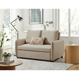 Canapea Extensibila 2 Locuri Amber, 140x86x86 h cm, Catifea, Maro