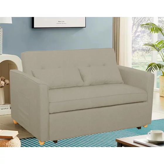 Canapea Extensibila 2 Locuri Karoi, 138x89x80.5 h cm, Stofa, Beige picture - 8