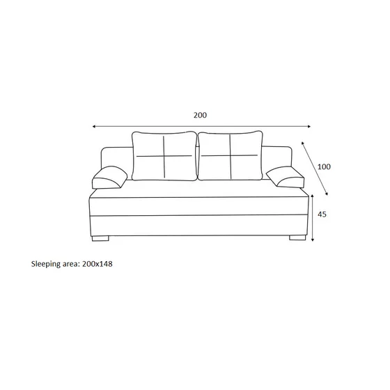 Canapea extensibila 3 locuri, Bristol, 200x100x45 cm, gri cu alb picture - 3