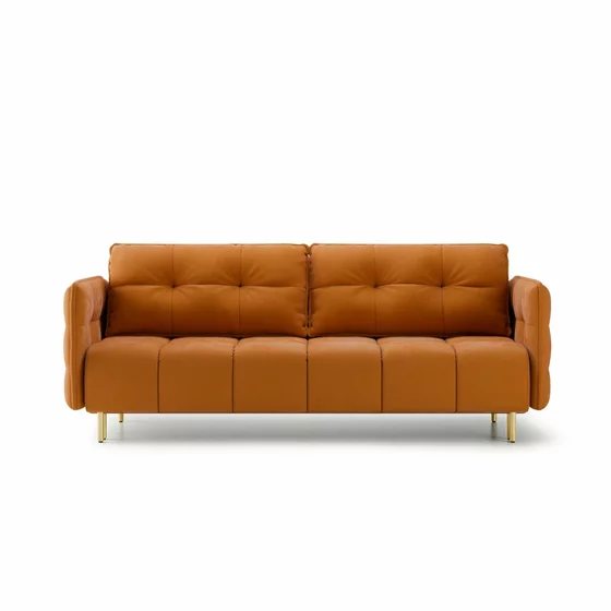 Canapea Extensibila Cavola Gold, 222x94x92 cm, Catifea Magic Velvet 2286 - Portocaliu picture - 1