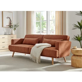Canapea Extensibila Cherry, 214x86x83 cm, Stofa, Maro
