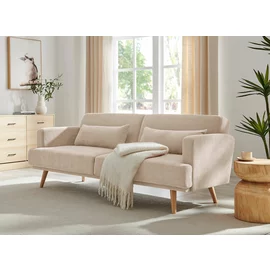 Canapea Extensibila Cherry, 214x86x83 cm, Stofa, Maro Deschis