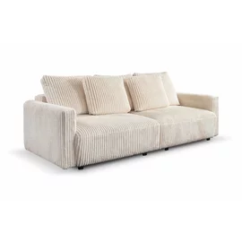 Canapea Extensibila Espania, 257x108x94 cm, Stofa Raiata, Crem