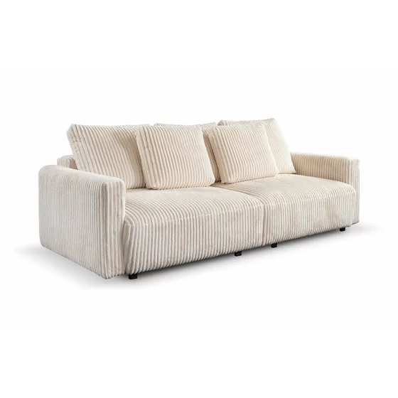 Canapea Extensibila Espania, 257x108x94 cm, Stofa Raiata, Crem picture - 1