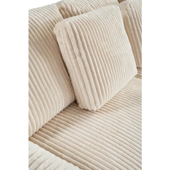 Canapea Extensibila Espania, 257x108x94 cm, Stofa Raiata, Crem picture - 4