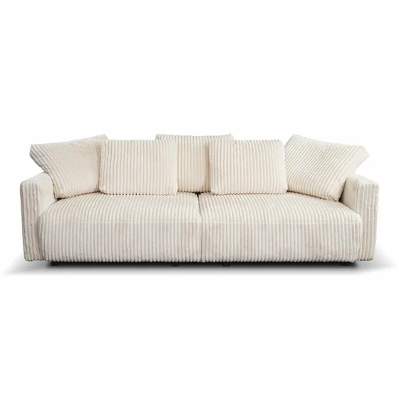 Canapea Extensibila Espania, 257x108x94 cm, Stofa Raiata, Crem picture - 5
