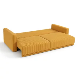 Canapea Extensibila Espania, 257x108x94 cm, Stofa Raiata, Curry