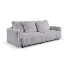 Canapea Extensibila Espania, 257x108x94 cm, Stofa Raiata, Gri Deschis