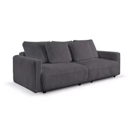 Canapea Extensibila Espania, 257x108x94 cm, Stofa Raiata, Gri Inchis