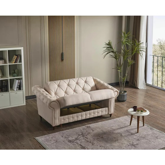 Canapea Extensibila Ibiza 2L, 170x85x91 cm, Stofa, Crem picture - 2