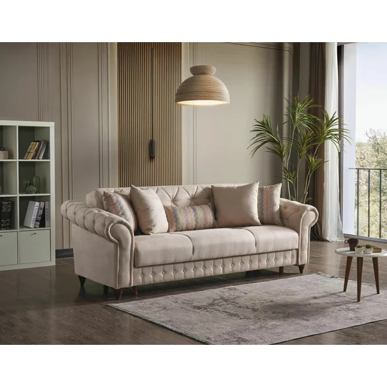 Canapea Extensibila Ibiza 3L, 238x85x91 cm, Stofa, Crem picture - 1