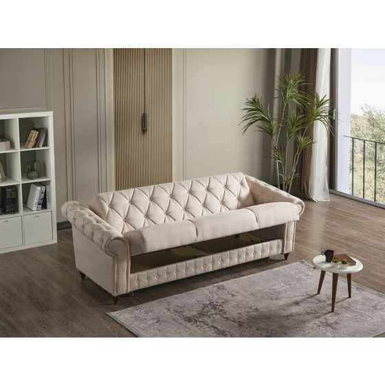 Canapea Extensibila Ibiza 3L, 238x85x91 cm, Stofa, Crem picture - 4