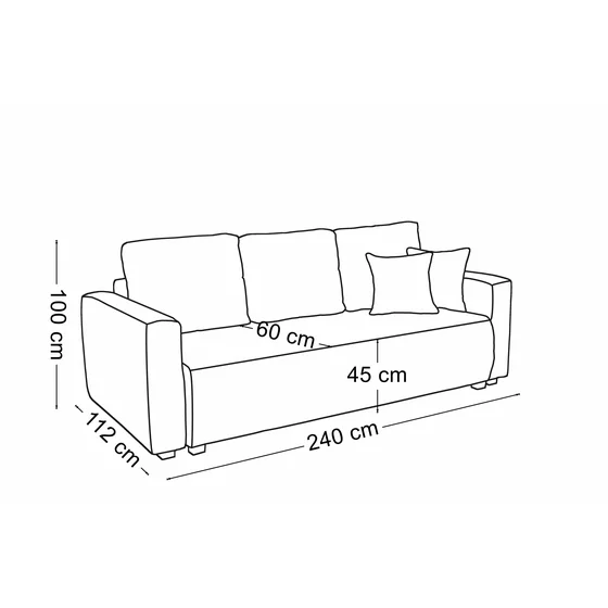 Canapea Extensibila London, 240x112x100 cm, Stofa Gri picture - 4