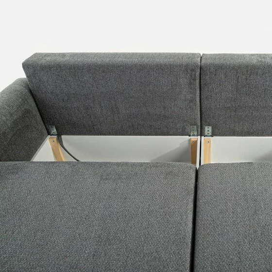Canapea Extensibila Mevi Extra Large, 240x120x90 cm, Stofa Gri Inchis picture - 5