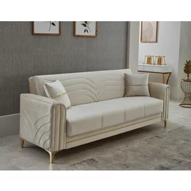 Canapea Extensibila Montero, 233х85х90 cm, Catifea, Crem