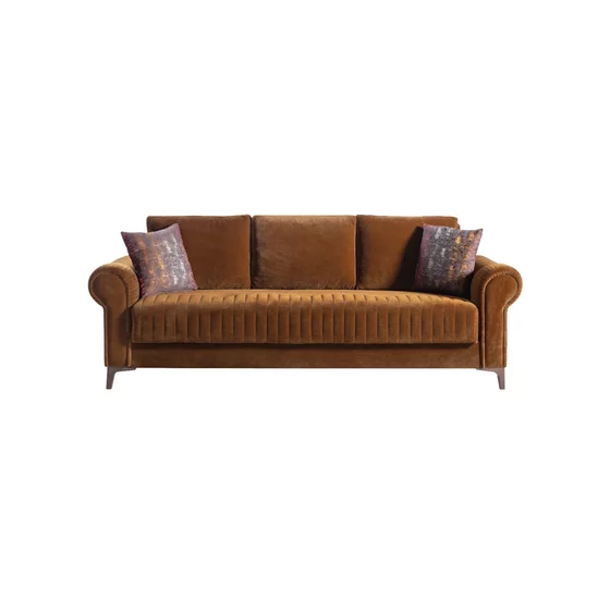 Canapea Extensibila Monza,  232x96x84 cm, Catifea, Maro picture - 1
