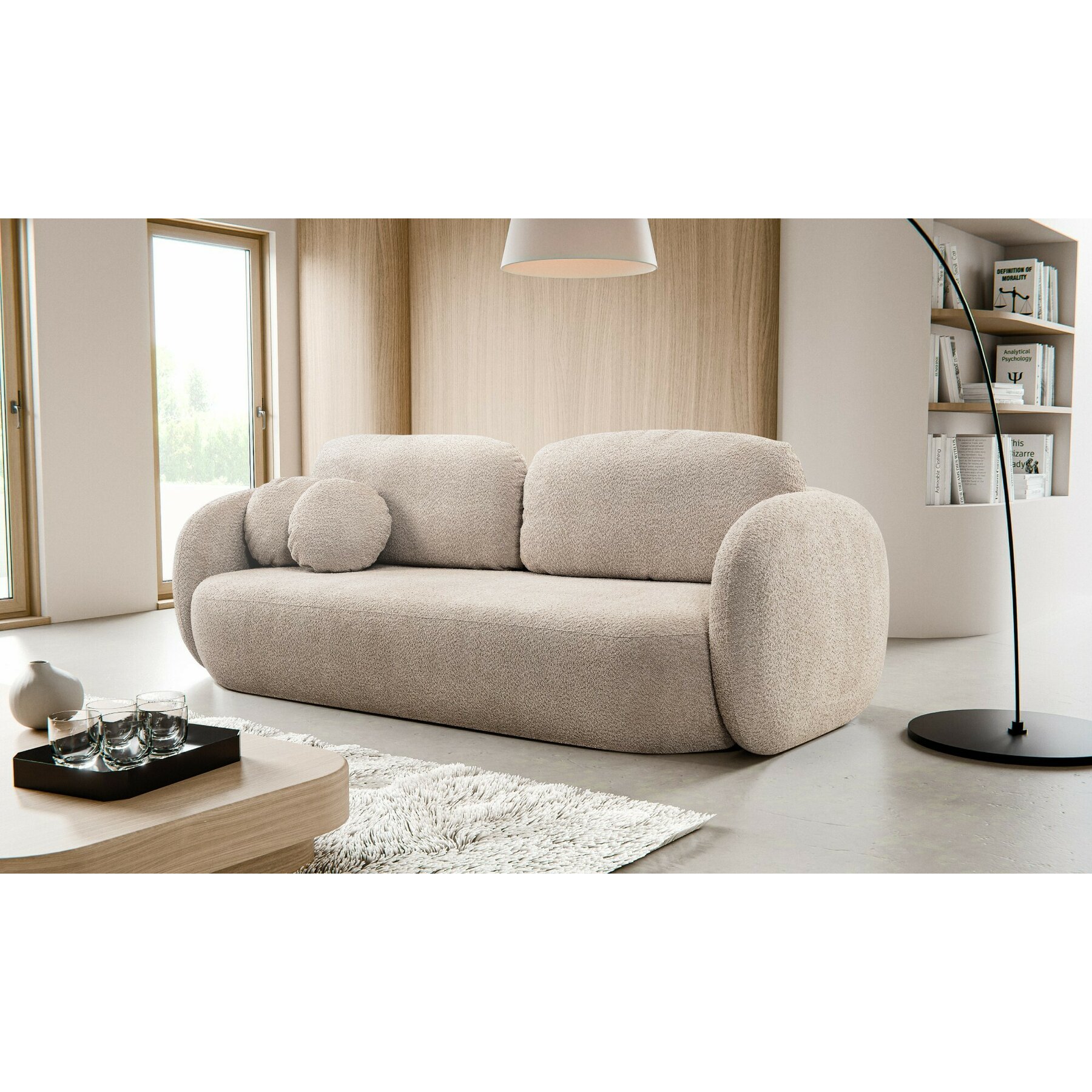 Canapea Extensibila Olio, 238x101x86.5 cm, Stofa - Beige