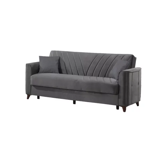Canapea Extensibila Pervane, 3 Locuri, 215x78x98 cm, stofa tip catifea gri picture - 1