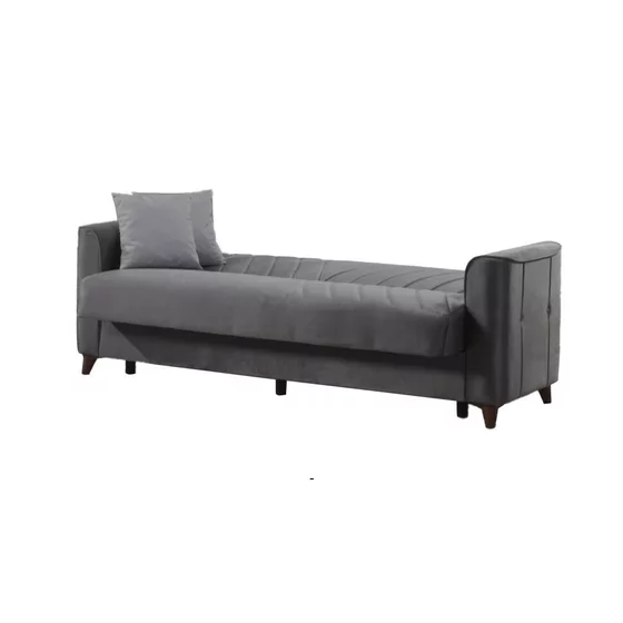 Canapea Extensibila Pervane, 3 Locuri, 215x78x98 cm, stofa tip catifea gri picture - 3