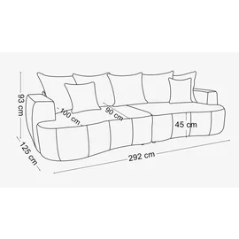 Canapea extensibila Strada 292x125x93, Bej