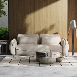 Canapea Extensibila Umea, 257x108x92 cm, Stofa, Beige