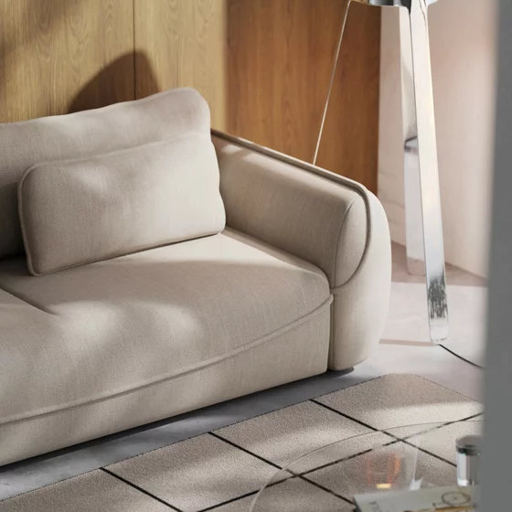 Canapea Extensibila Umea, 257x108x92 cm, Stofa, Beige picture - 3