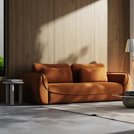 Canapea Extensibila Umea, 257x108x92 cm, Stofa, Caramiziu