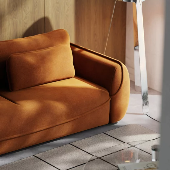 Canapea Extensibila Umea, 257x108x92 cm, Stofa, Caramiziu picture - 3