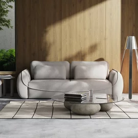 Canapea Extensibila Umea, 257x108x92 cm, Stofa, Gri Platina
