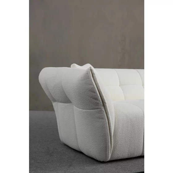 Canapea Fixa Boxer, 240x106x75 cm - Stofa Tip Boucle, Crem picture - 4