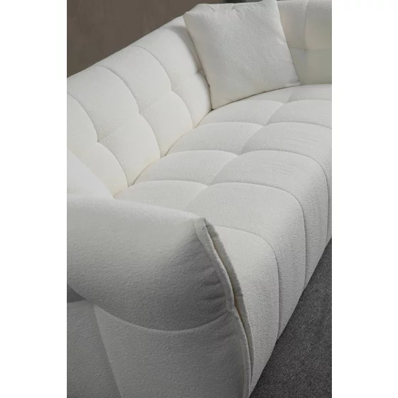 Canapea Fixa Boxer, 240x106x75 cm - Stofa Tip Boucle, Crem picture - 6