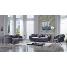 Canapea Galata 3 locuri Gri Velvet 412/Argintiu