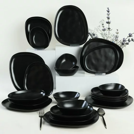 Ceramica Serviciu de Masa (24 Bucati) CTKYEMEKTETRA9560000000024 - Negru picture - 1
