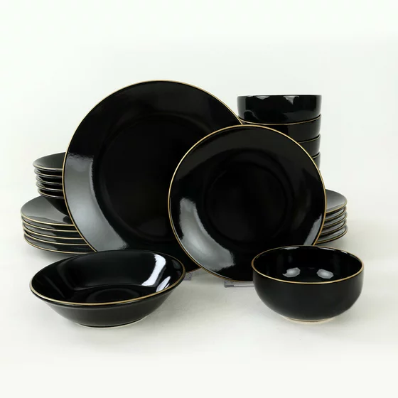 Ceramica Serviciu de Masa (24 Bucati) TY040424F650A841600MAET600 - Negru/Auriu picture - 3