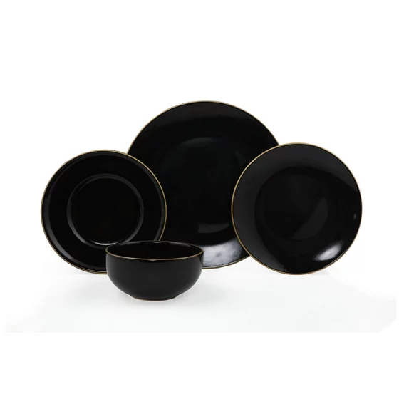 Ceramica Serviciu de Masa (24 Bucati) TY040424F650A841600MAET600 - Negru/Auriu picture - 5