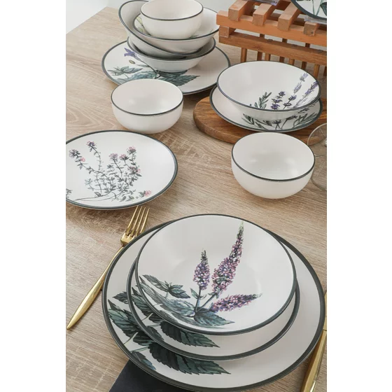 Ceramica Serviciu de Masa (24 Bucati) TY140524F022A29DM00MAET600 -Alb/Verde/Violet/Negru picture - 3