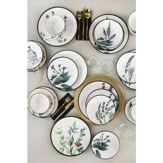 Ceramica Serviciu de Masa (24 Bucati) TY140524F022A29DM00MAET600 -Alb/Verde/Violet/Negru picture - 4