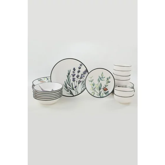 Ceramica Serviciu de Masa (24 Bucati) TY140524F022A29DM00MAET600 -Alb/Verde/Violet/Negru picture - 7