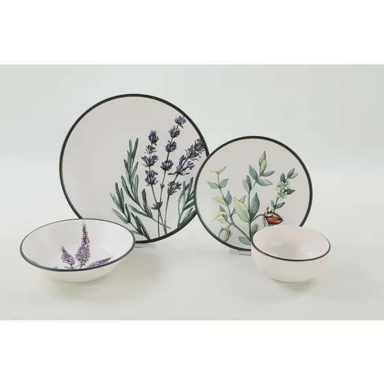 Ceramica Serviciu de Masa (24 Bucati) TY140524F022A29DM00MAET600 -Alb/Verde/Violet/Negru picture - 9