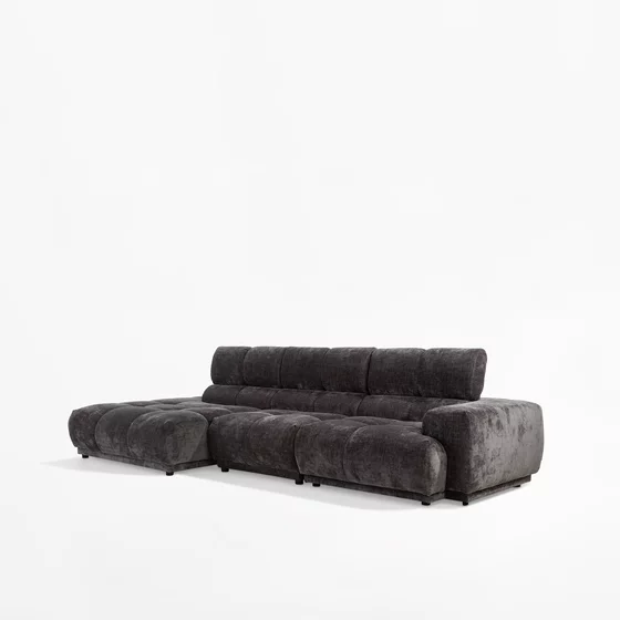 Coltar Chani PR2, 320x150x71-86 cm, Stofa, Grafit picture - 2