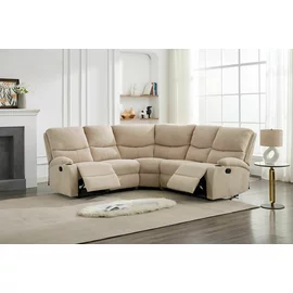 Coltar cu Recliner Martina, 274x274x104 cm, Stofa, Beige Deschis