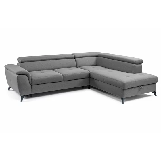 Coltar Extensibil Aldeia, 251.5x200x70/90 cm, Stofa - Gri Deschis picture - 1