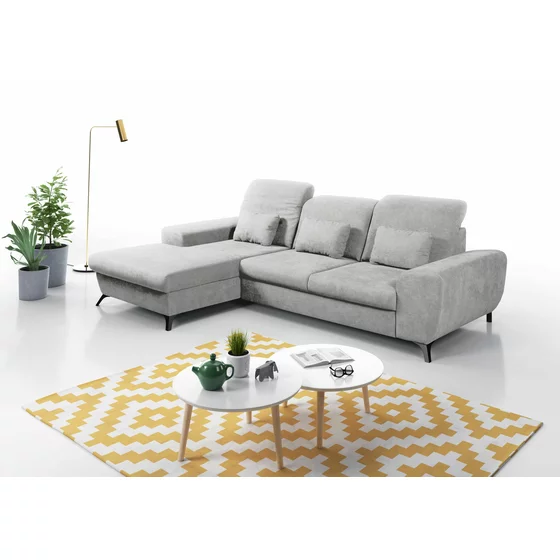 Coltar Extensibil Alta, 279x172x70-96 cm, Stofa, Gri Deschis picture - 2