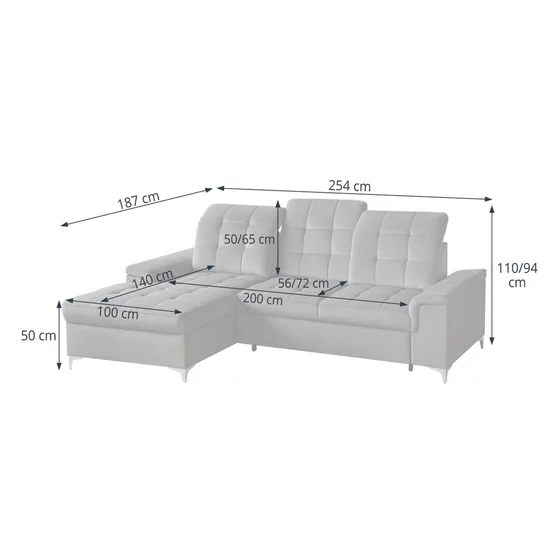 Coltar Extensibil Ariado, 254x187x94-110 cm, Stofa - Verde picture - 4
