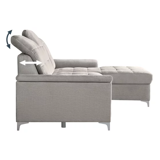 Coltar Extensibil Ariado, 254x187x94-110 cm, Stofa - Beige picture - 5