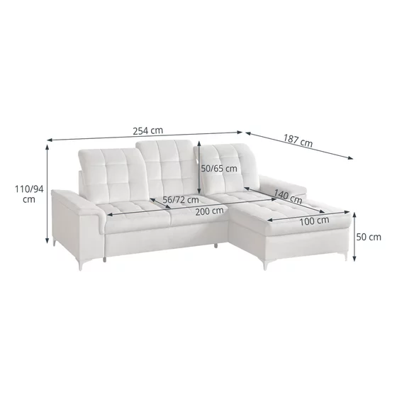 Coltar Extensibil Ariado, 254x187x94-110 cm, Stofa - Beige picture - 7