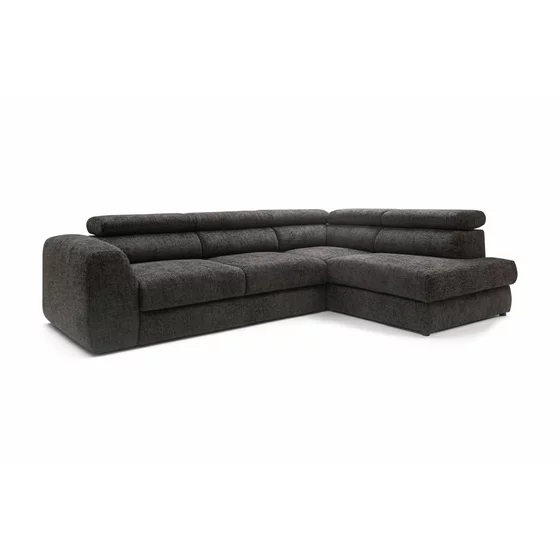 Coltar Extensibil Bluvel II,  285x202x78-99 h cm, Stofa, Negru picture - 5