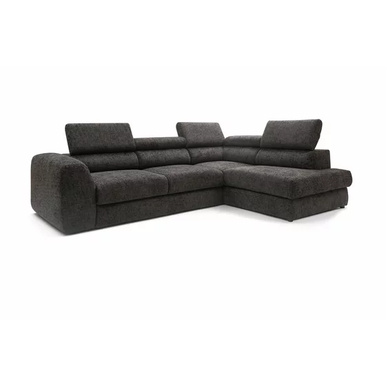 Coltar Extensibil Bluvel II,  285x202x78-99 h cm, Stofa, Negru picture - 6
