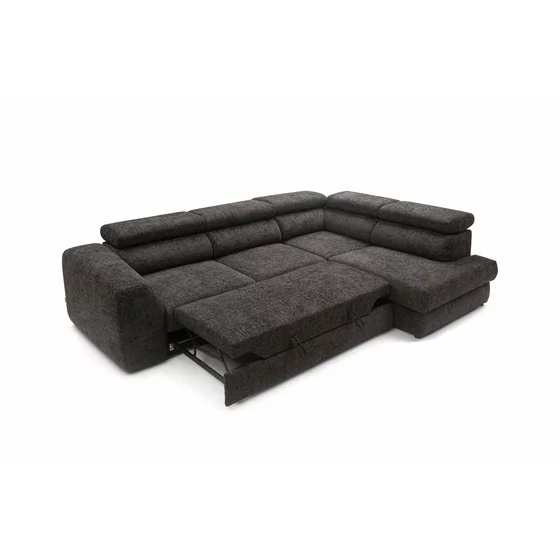 Coltar Extensibil Bluvel II,  285x202x78-99 h cm, Stofa, Negru picture - 10