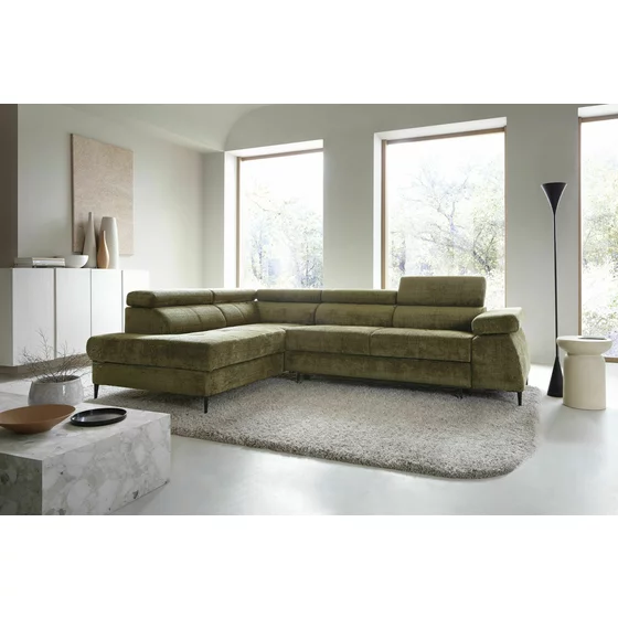 Coltar Extensibil Cordoba II, 275x203x76-90 cm, Stofa, Verde picture - 1